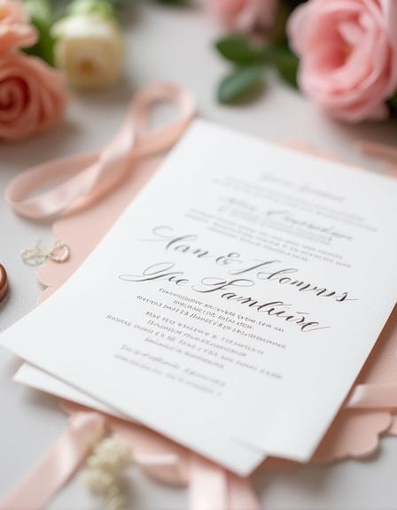 Elegant wedding invitation with custom calligraphy.